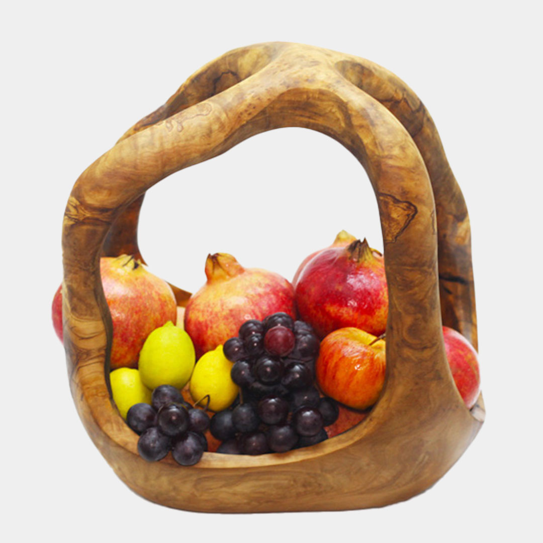 Large olive wood fruit bowl