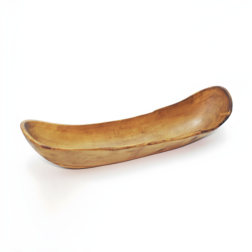 Long olive wood platter, boat-shaped