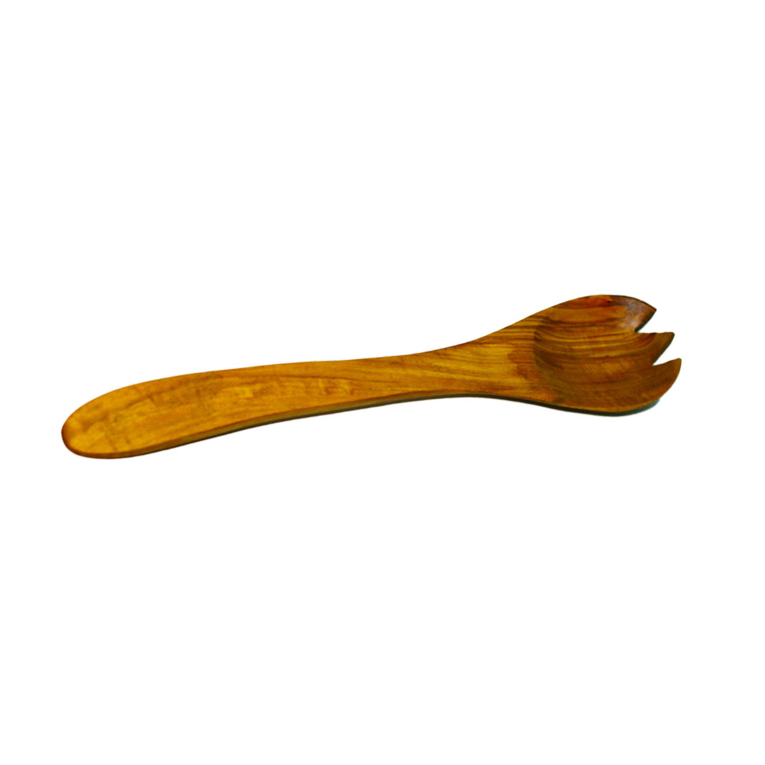 Olive wood salad serving utensil (fork)
