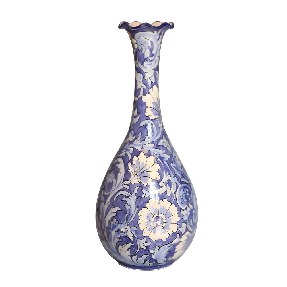 Pottery vase, long neck, large belly.