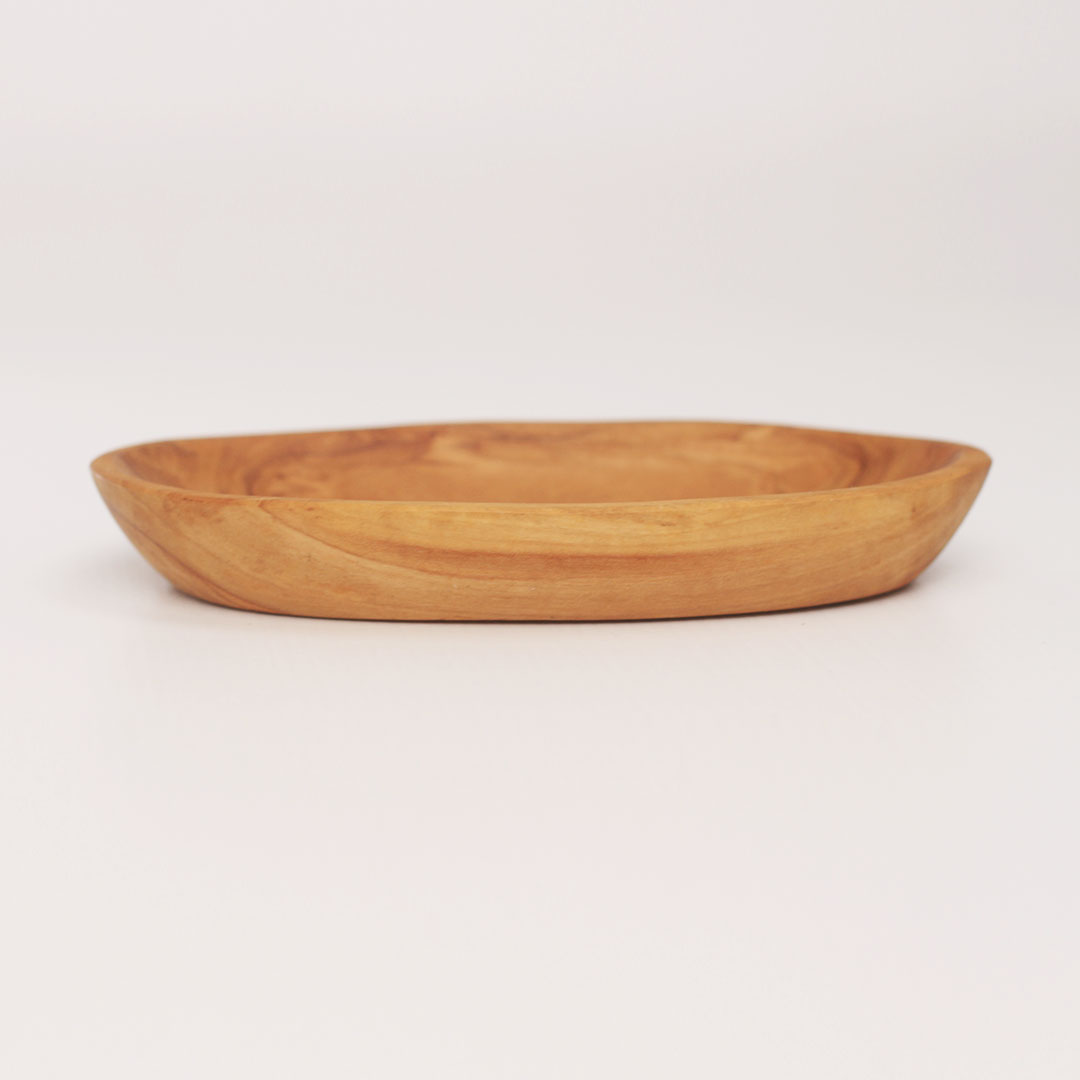 Small oval-shaped olive wood plate
