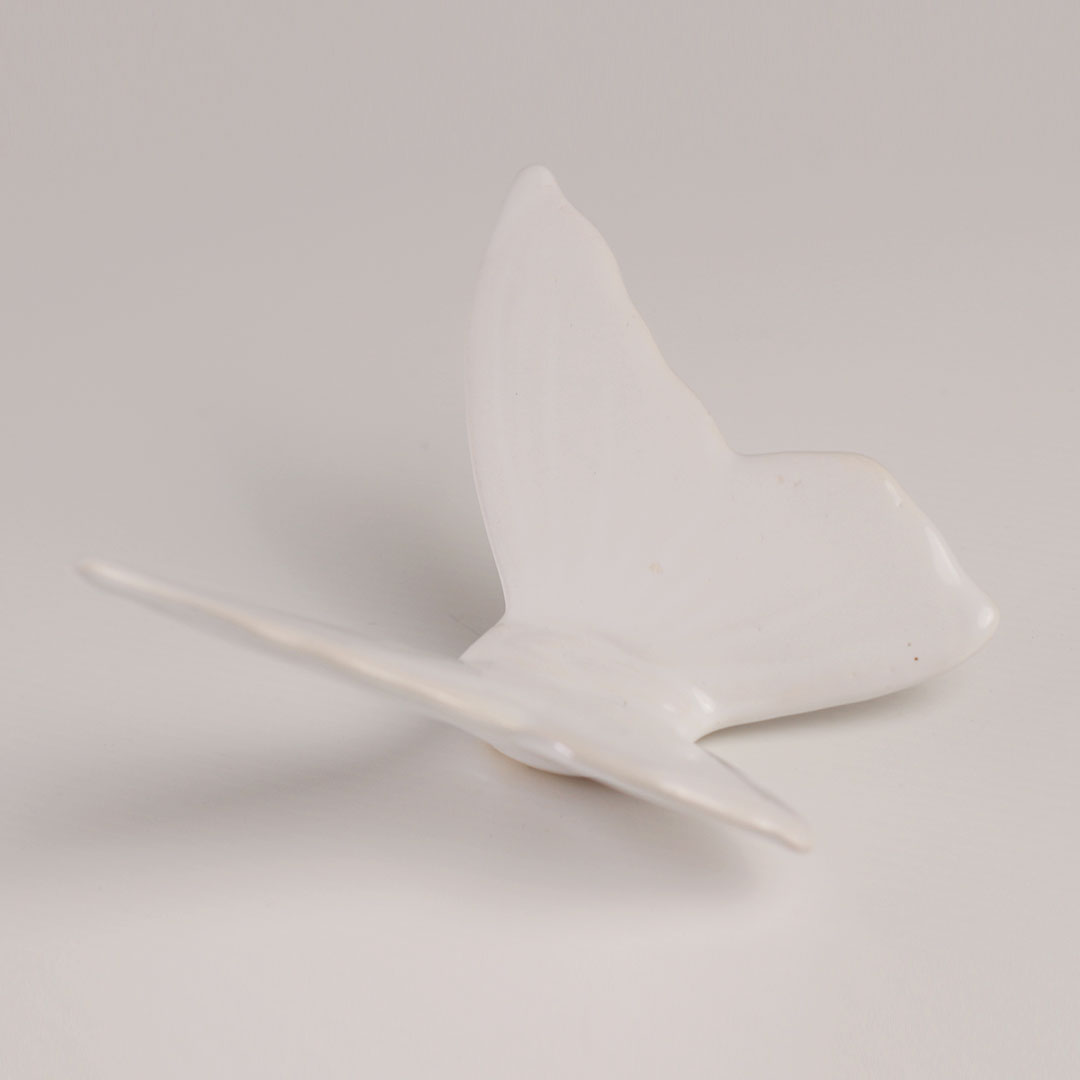Ceramic white butterfly for wall decoration