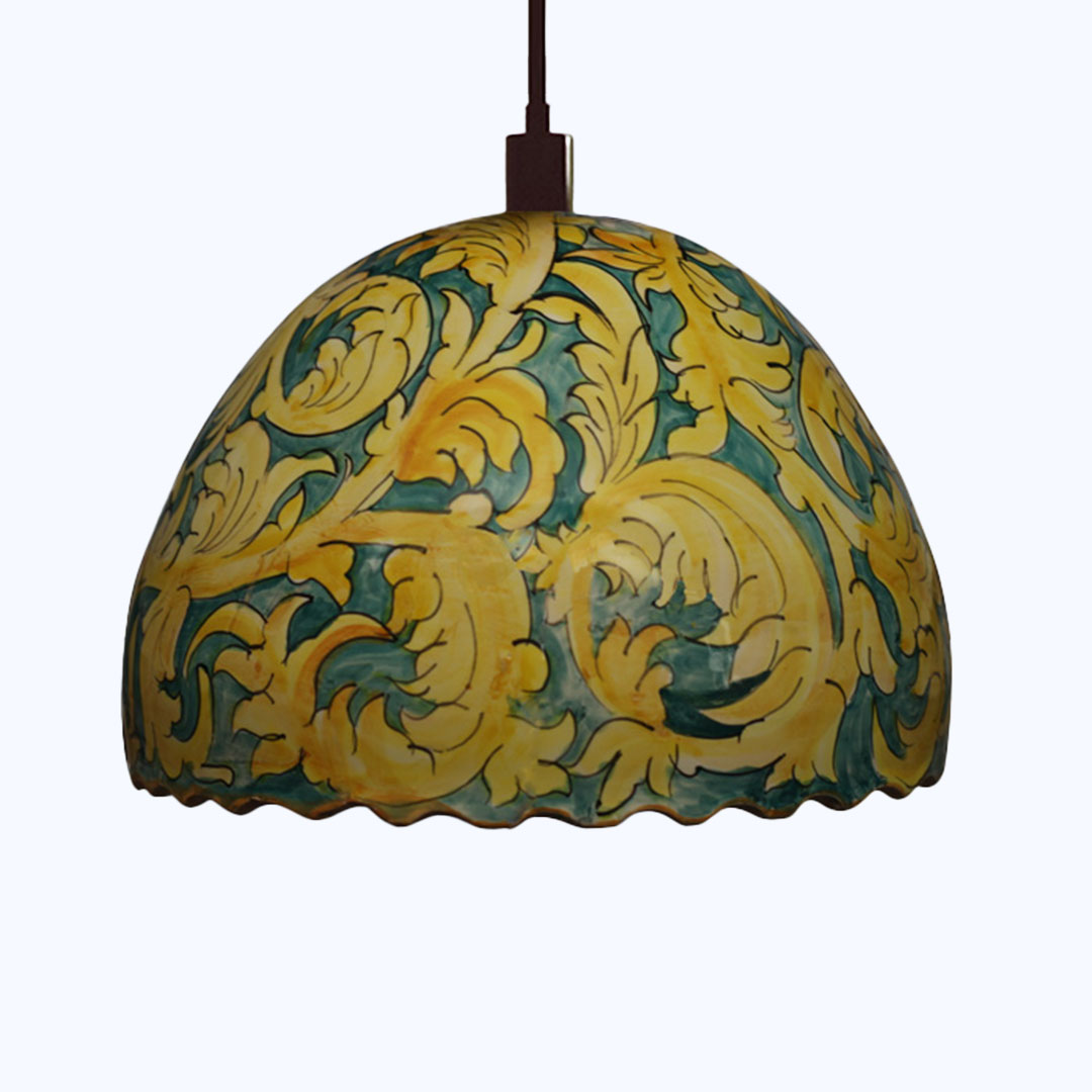 Keramik-Deckenlampe mit floralem Muster