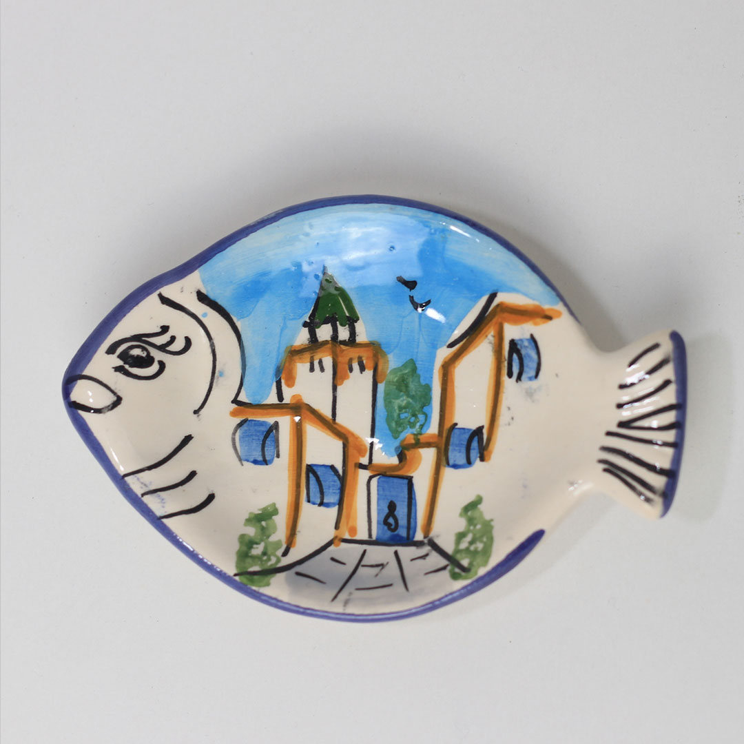 Keramik-Fischplatte mit Sidi-Bou-Said-Design